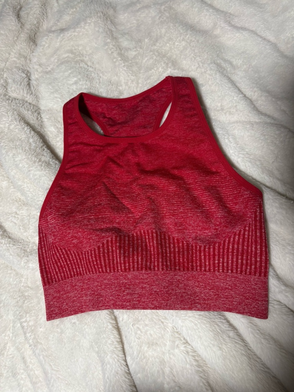 Fabletics Red Seamless High-Neck Active Workout Sports Bra
